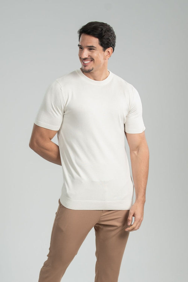 Camiseta Blaine Tricô Off White - Linha Rich