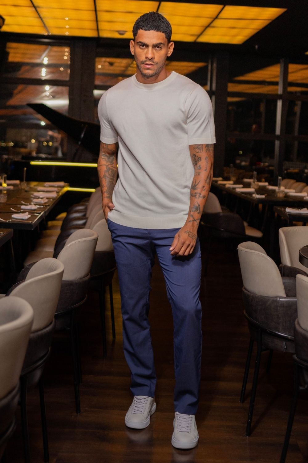 Camiseta Blaine Tricô Off White - Linha Rich