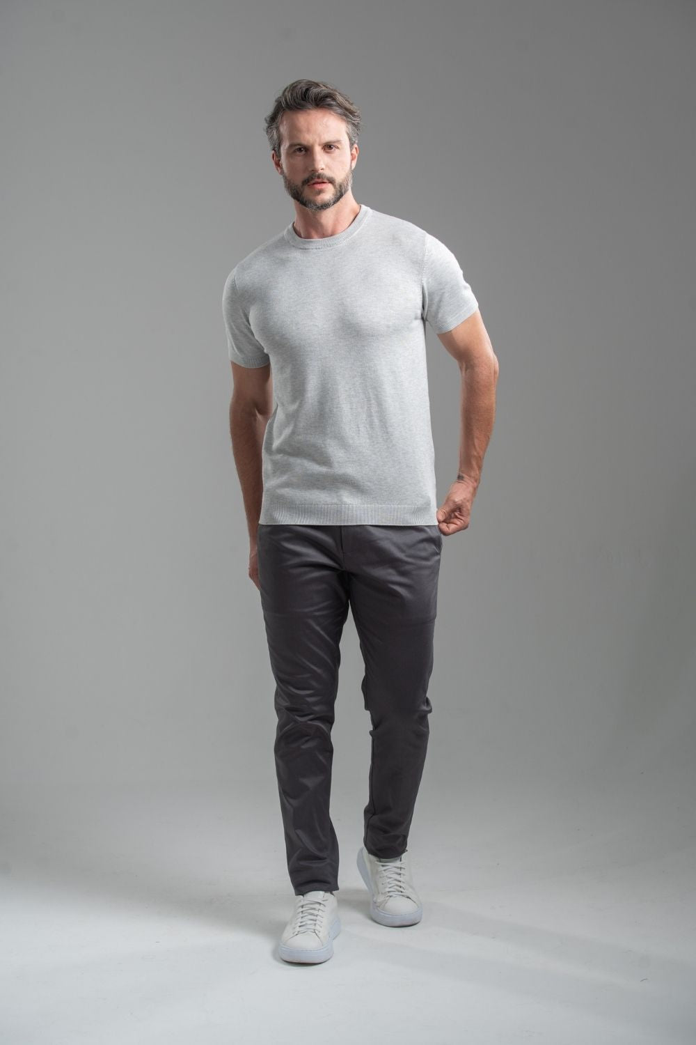 Calça Roman Alfaiataria Com Ajuste Cintura - Linha Rich - Chumbo