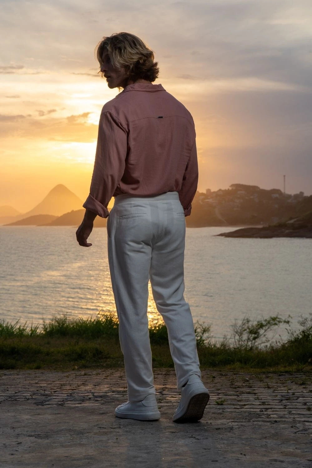 Camisa Resort de Linho Manga Comprida - Linha Resort - Rose