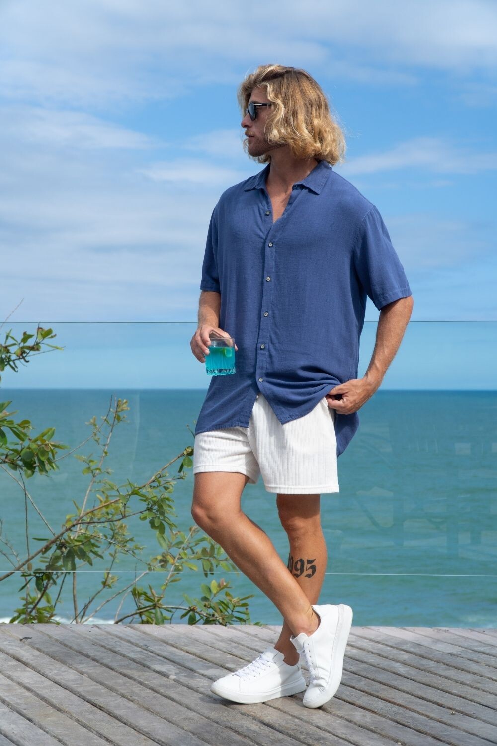 Camisa Viscolinho Oversize Manga Curta - Linha Urban - Azul Midnight