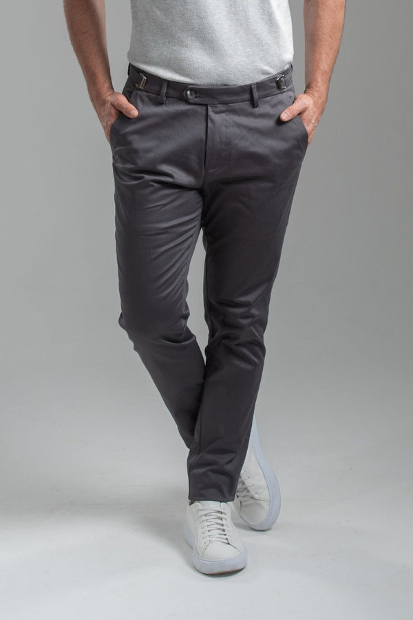 Calça Roman Alfaiataria Com Ajuste Cintura - Linha Rich - Chumbo