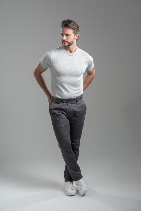 Calça Roman Alfaiataria Com Ajuste Cintura - Linha Rich - Chumbo