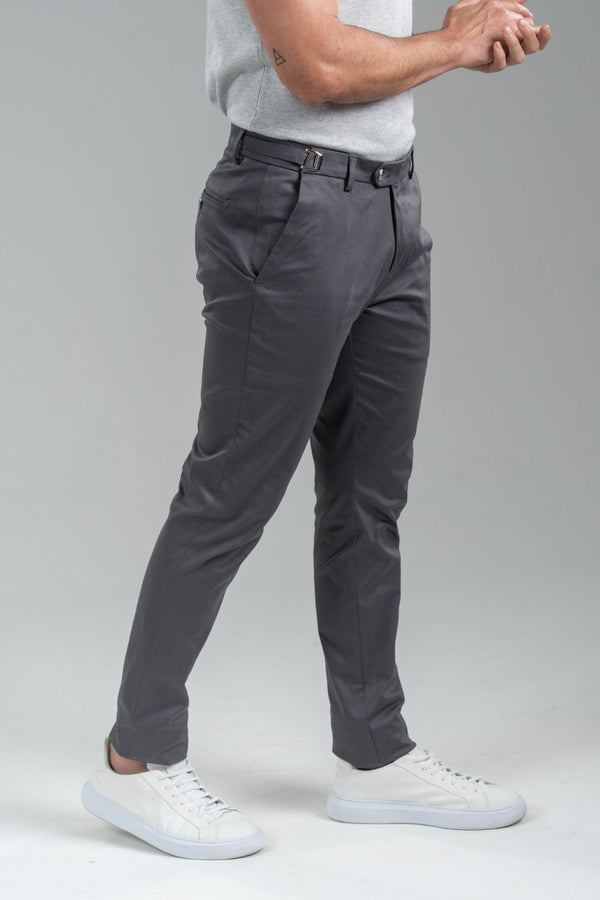 Calça Roman Alfaiataria Com Ajuste Cintura - Linha Rich - Chumbo