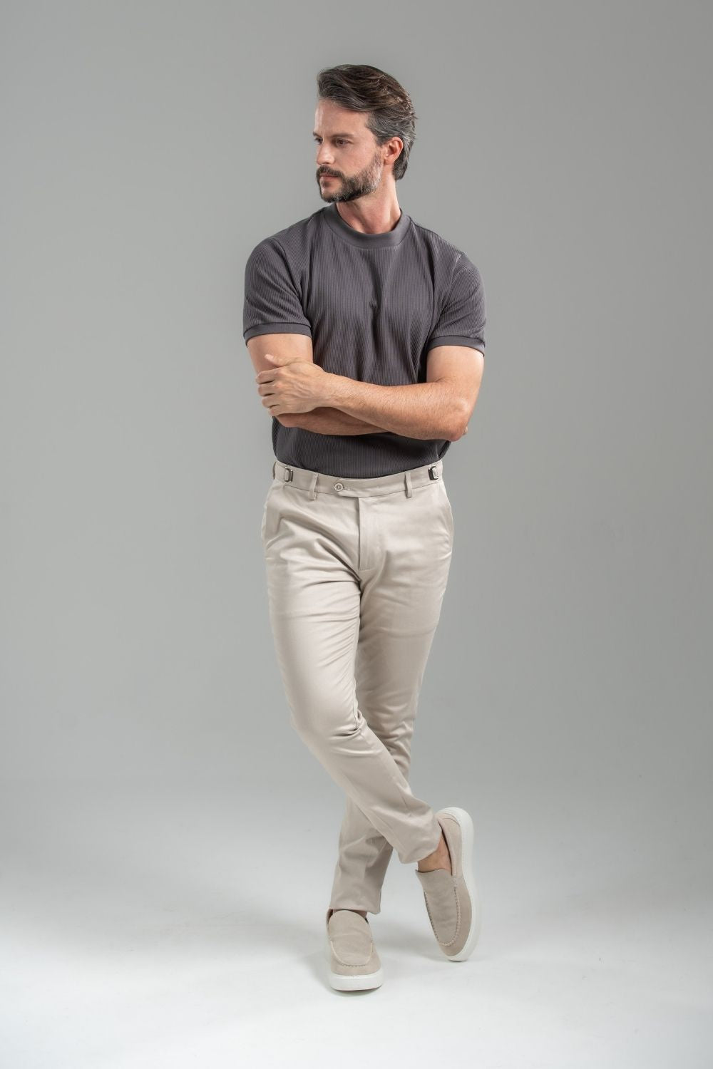 Calça Roman Alfaiataria Com Ajuste Cintura - Linha Rich - Off White