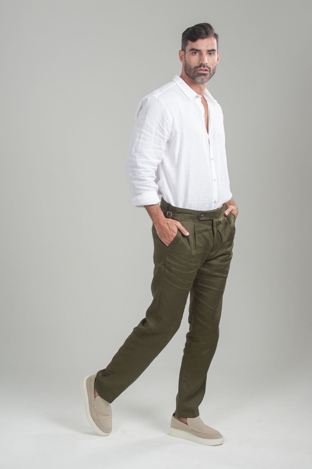 Calça Alfaiataria Noble Linho Verde - Linha Resort