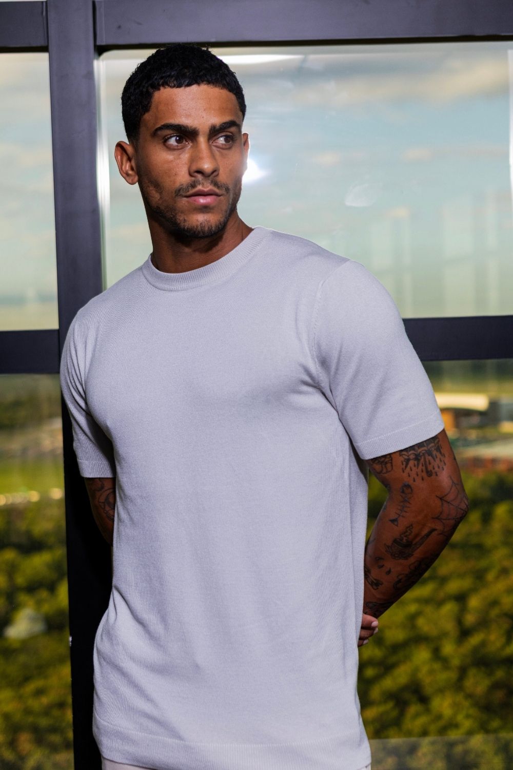 Camiseta Blaine Tricô Cinza Claro - Linha Rich