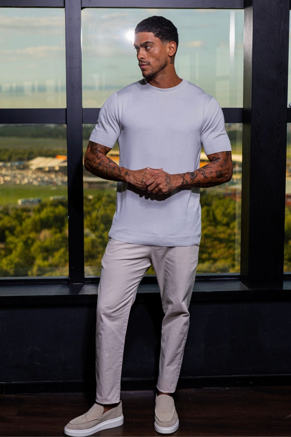 Camiseta Blaine Tricô Cinza Claro - Linha Rich