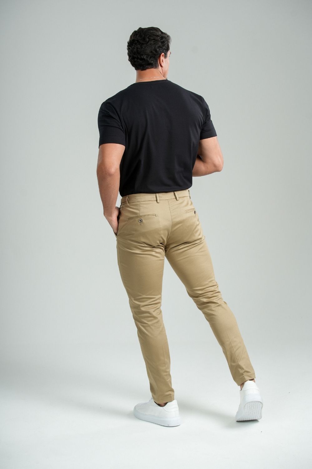 Calça Roman Alfaiataria Com Ajuste Cintura Caqui - Linha Rich