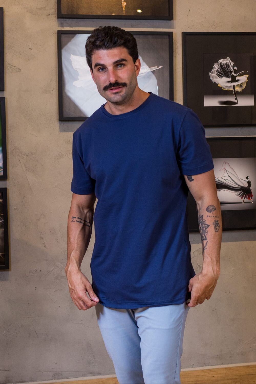 Camiseta Luxor Gold Algodão Egípcio Slim - Linha Essential - Azul