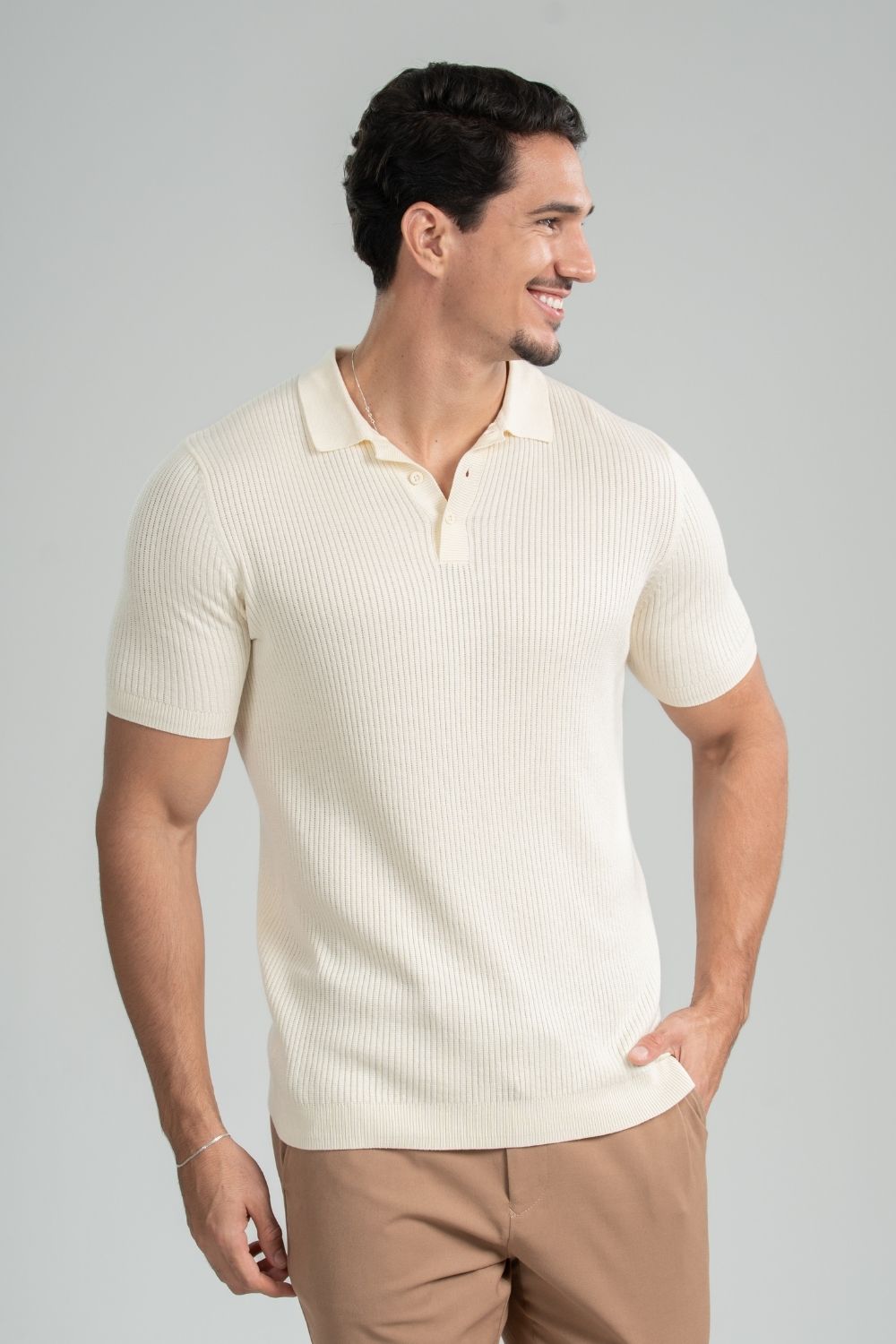 Camisa Polo Tricô Vesper Off White - Linha Rich