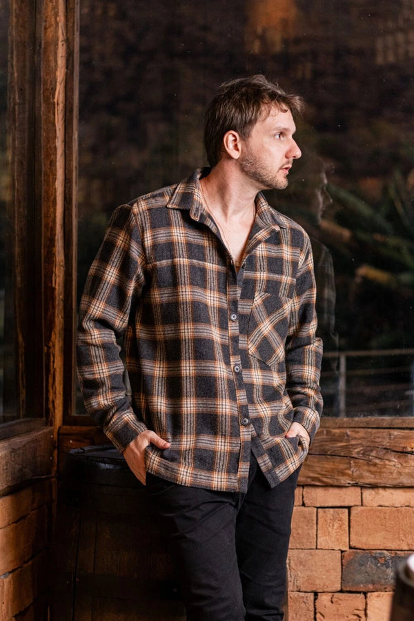 Overshirt Kansas Xadrez Ocre - Linha Urban