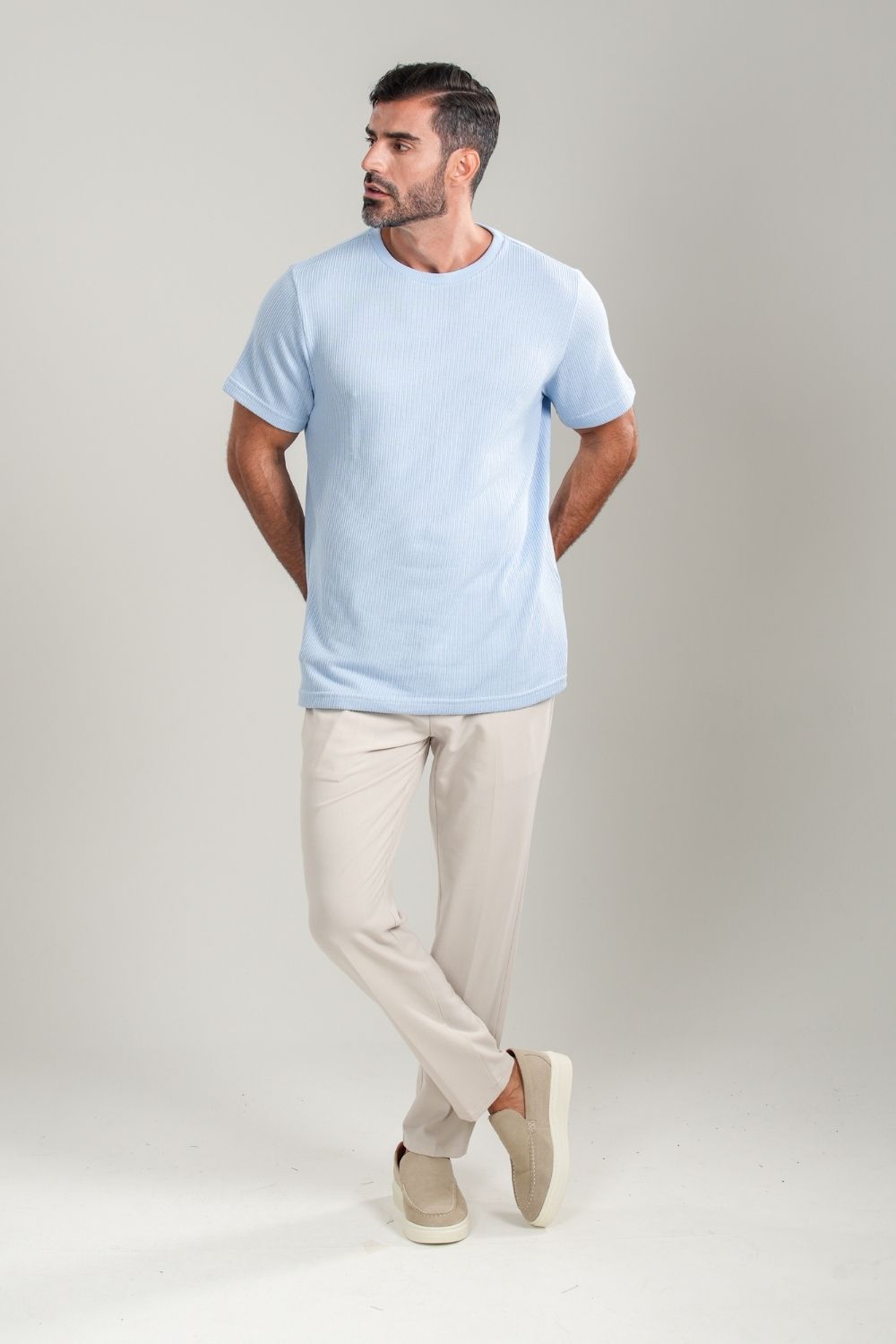 Camiseta Tricô Texturizada - Linha Urban - Azul Claro