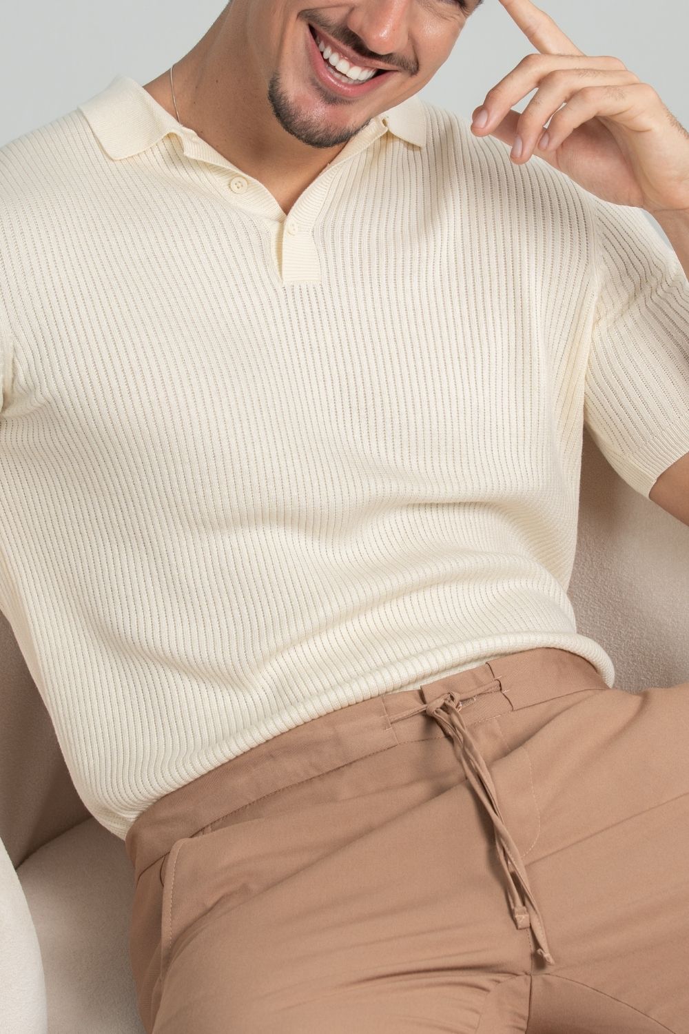 Camisa Polo Tricô Vesper Off White - Linha Rich