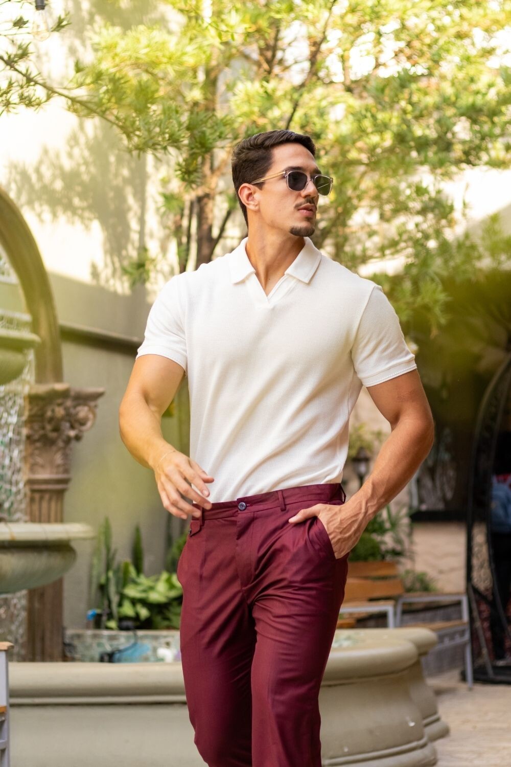 Camisa Polo Rich Tricô Texturizada Sem Botão - Linha Rich - Off White