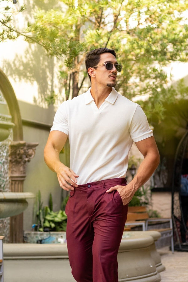 Camisa Polo Rich Tricô Texturizada Sem Botão - Linha Rich - Off White