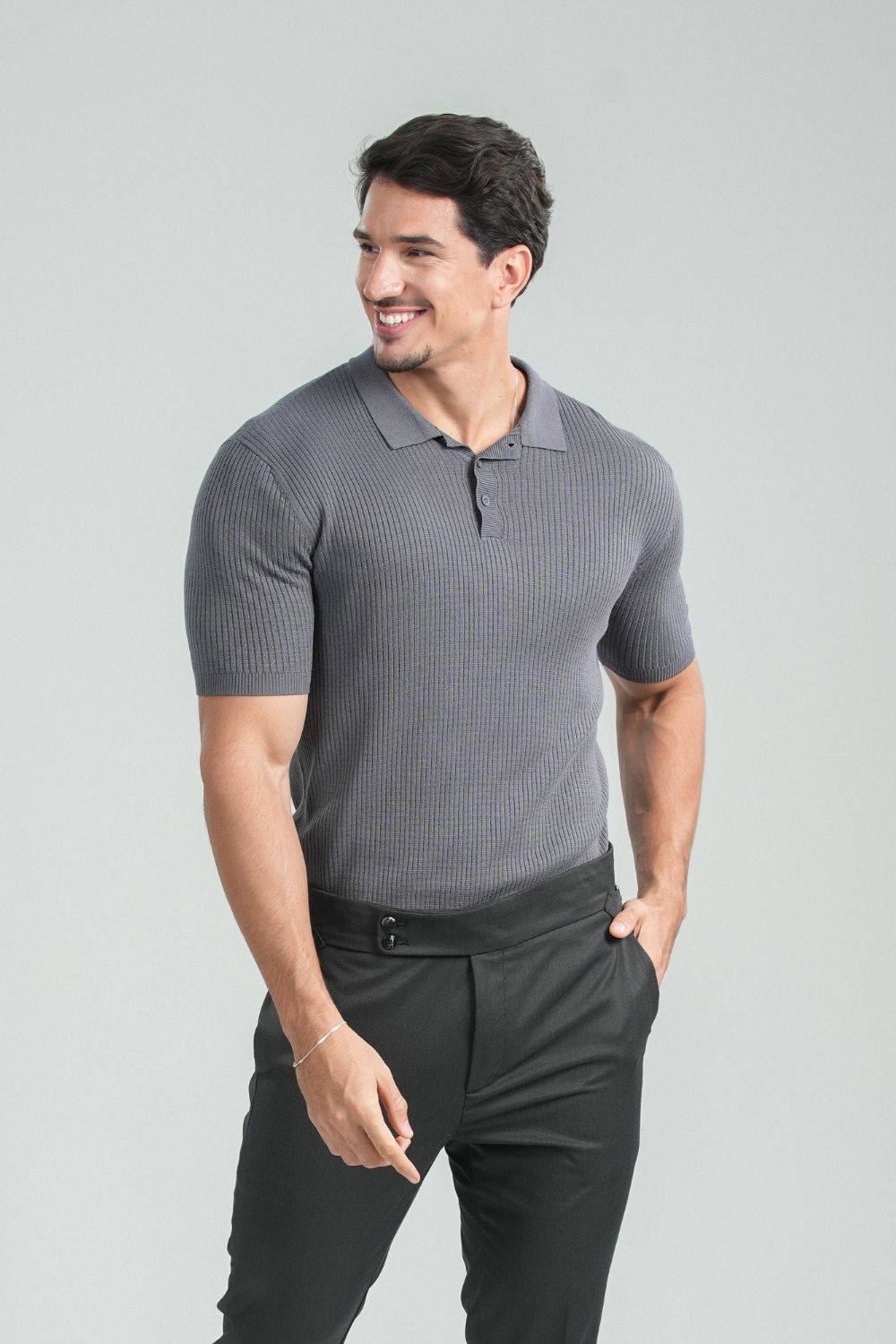 Camisa Polo Tricô Vesper Chumbo- Linha Rich