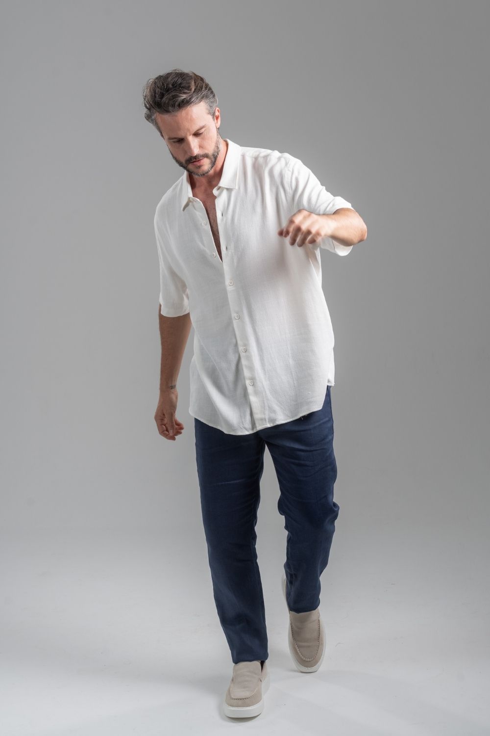 Calça Alfaiataria Linho Noble Azul Marinho - Linha Resort