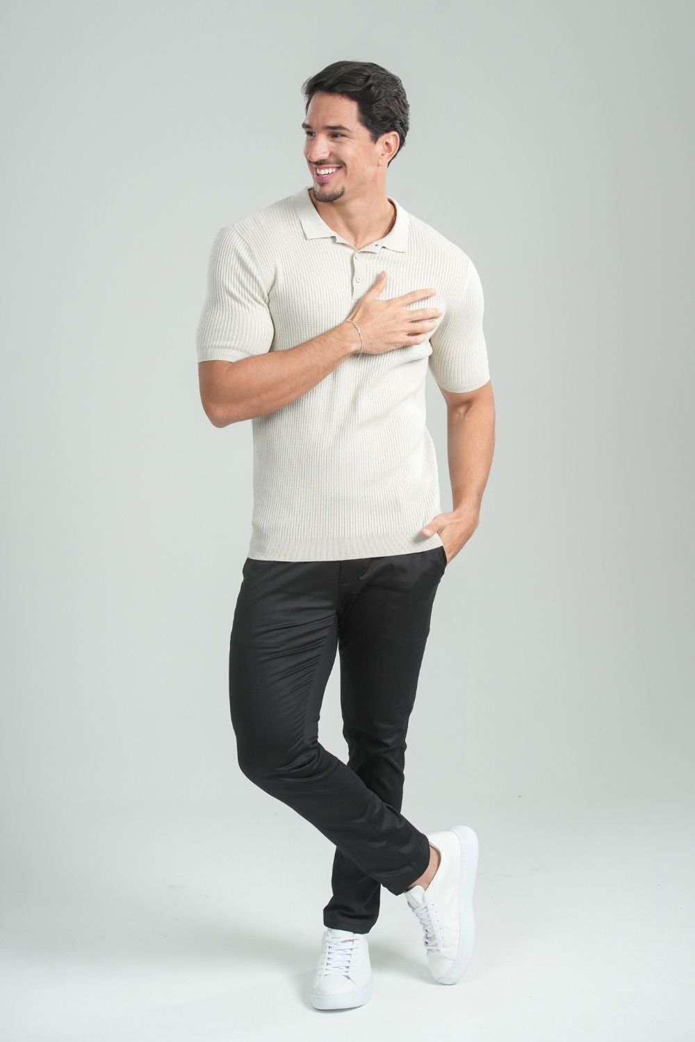 Camisa Polo Tricô Vesper Bege - Linha Rich