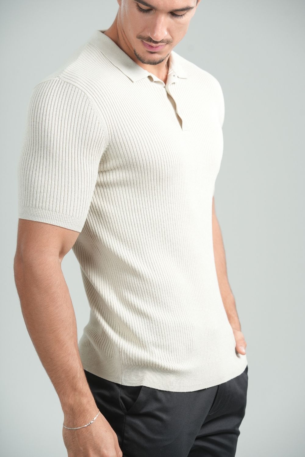 Camisa Polo Tricô Vesper Bege - Linha Rich