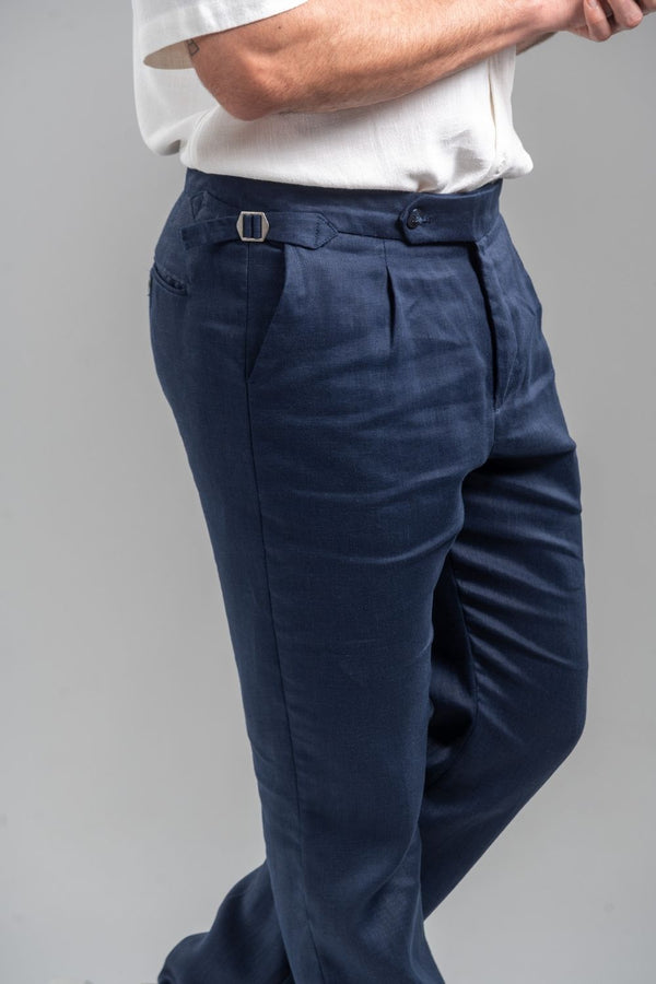 Calça Alfaiataria Linho Noble Azul Marinho - Linha Resort