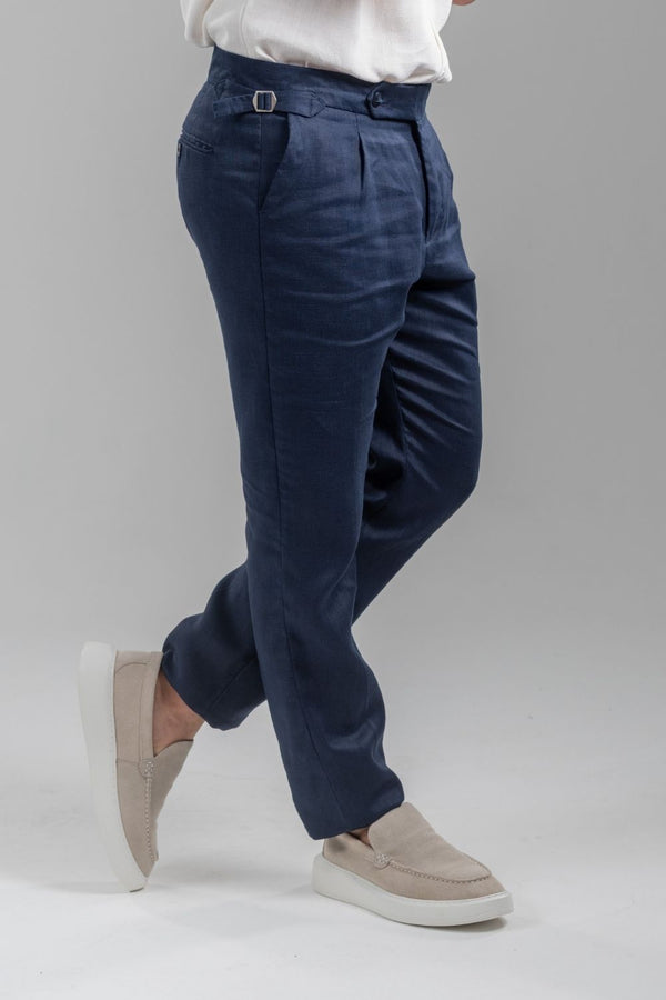 Calça Alfaiataria Linho Noble Azul Marinho - Linha Resort