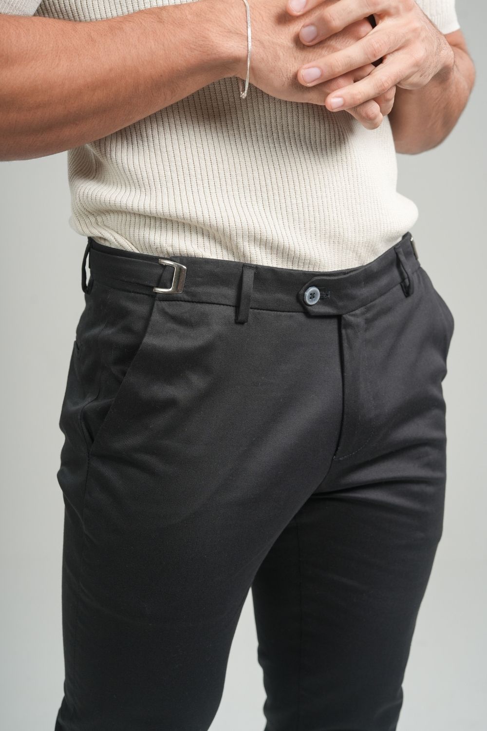 Calça Roman Alfaiataria Com Ajuste Cintura - Linha Rich - Preto