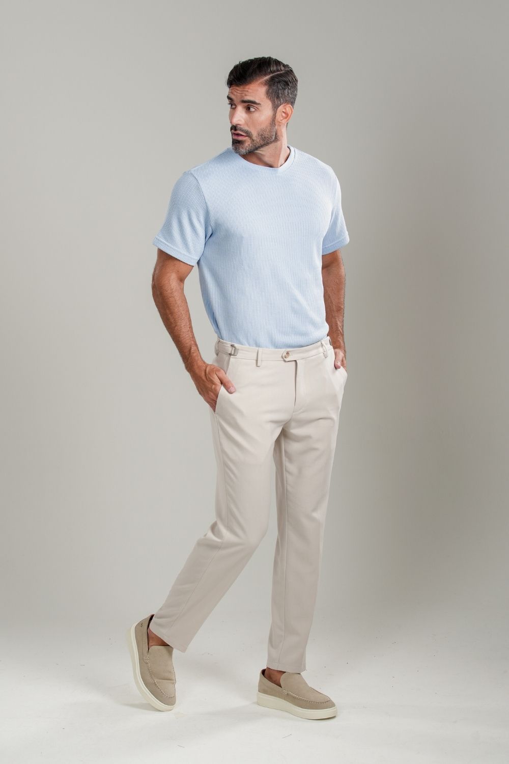 Camiseta Tricô Texturizada - Linha Urban - Azul Claro