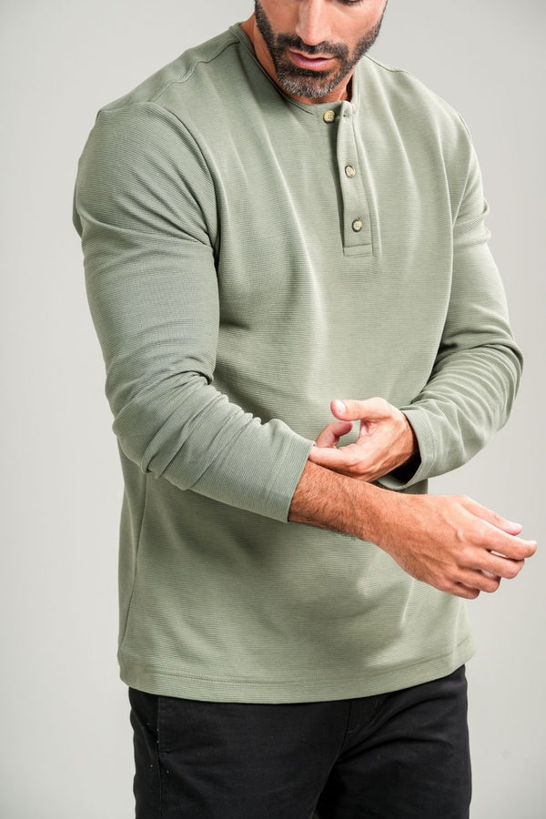 Camisa Henley Gold Manga Comprida Verde - Linha Essential