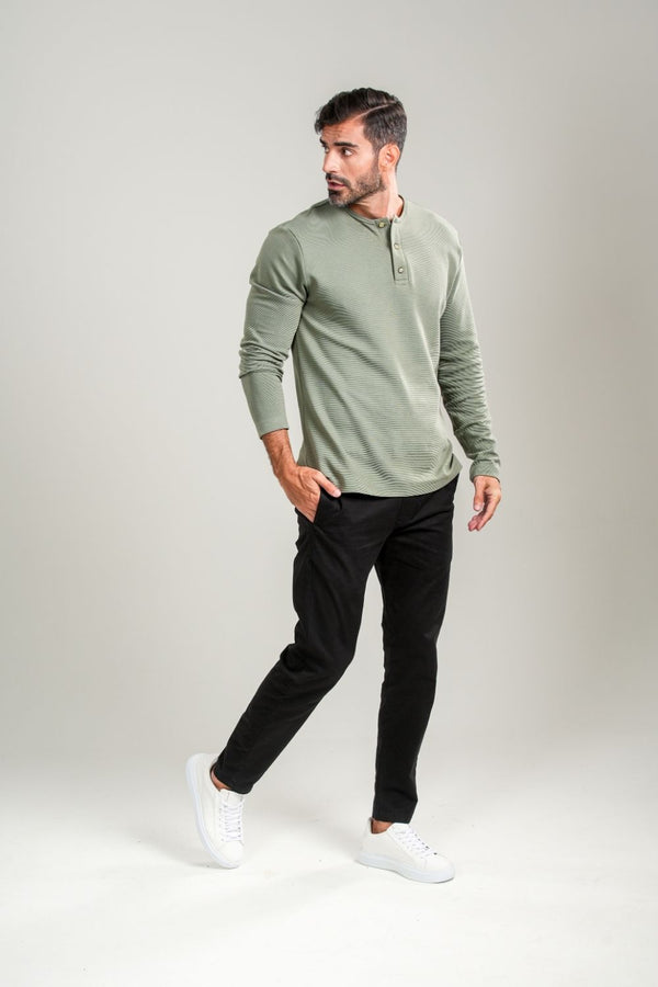 Camisa Henley Gold Manga Comprida Verde - Linha Essential