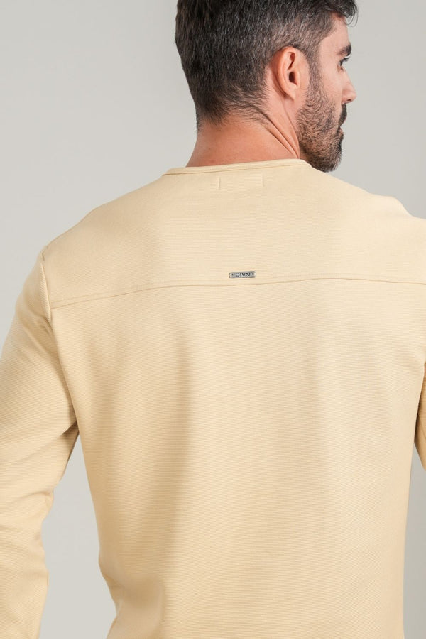 Camisa Henley Gold Manga Comprida Bege - Linha Essential