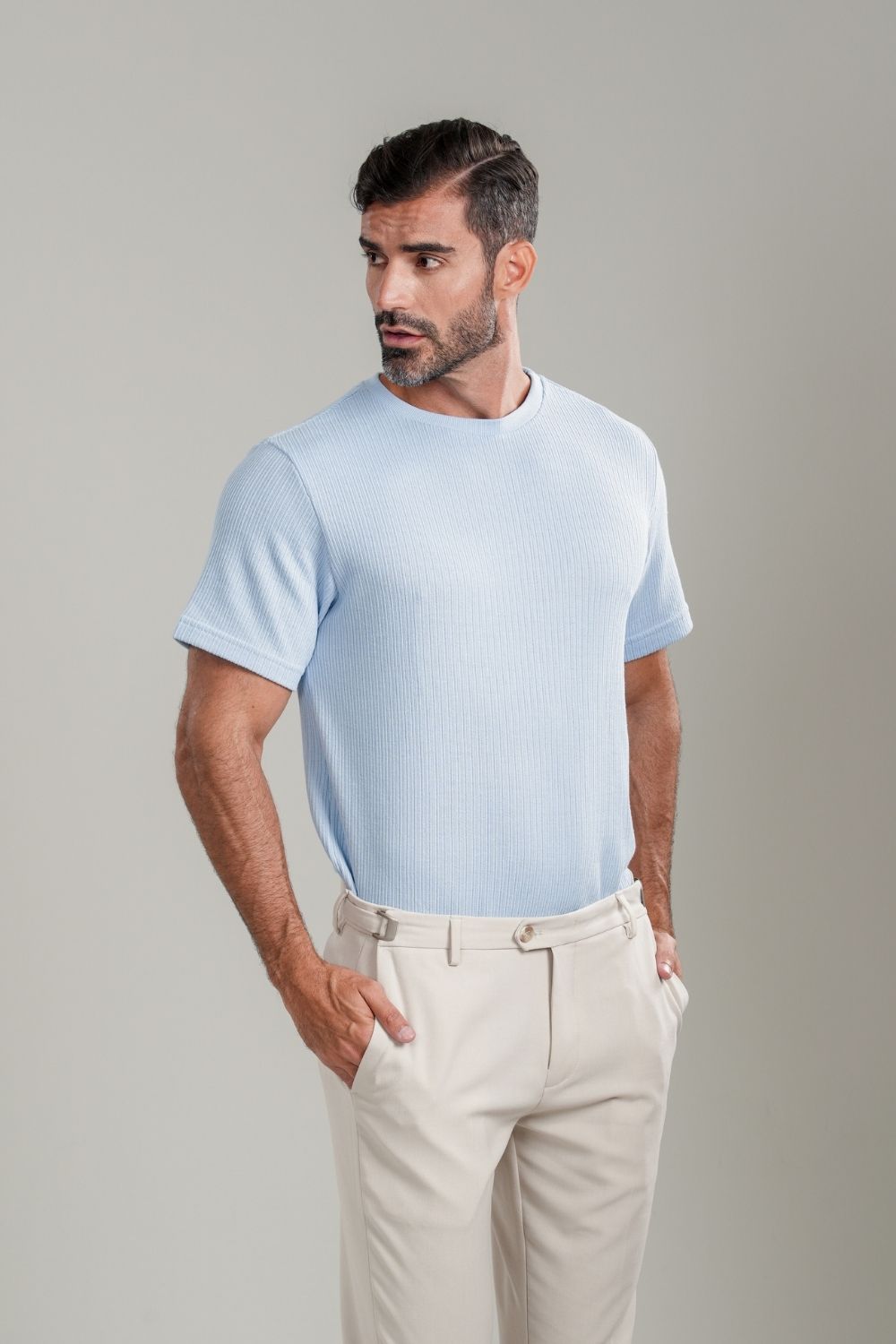 Camiseta Tricô Texturizada - Linha Urban - Azul Claro