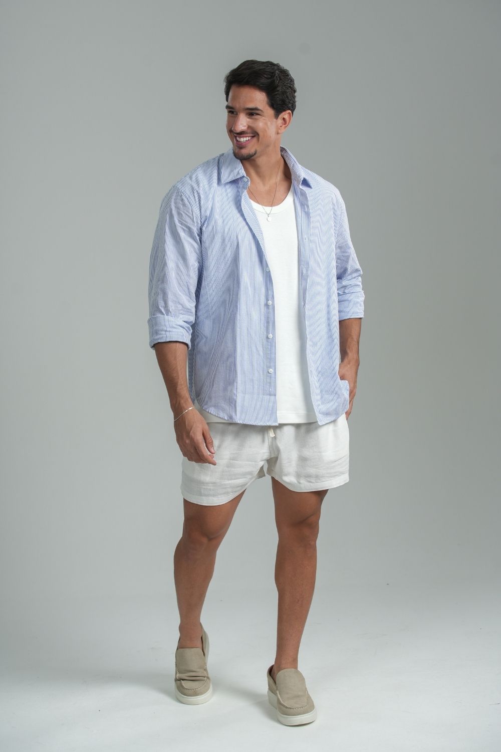 Camisa Monte Carlo Listrada Azul - Linha Rich
