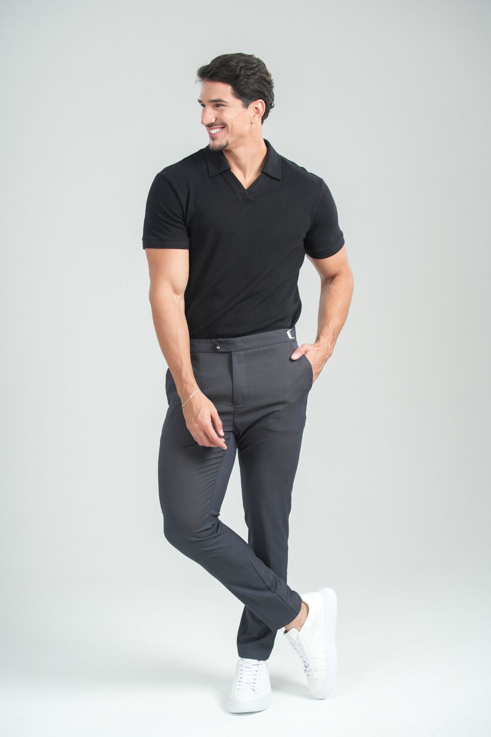 Camisa Polo Rich Tricô Texturizada Sem Botão - Linha Rich - Preto