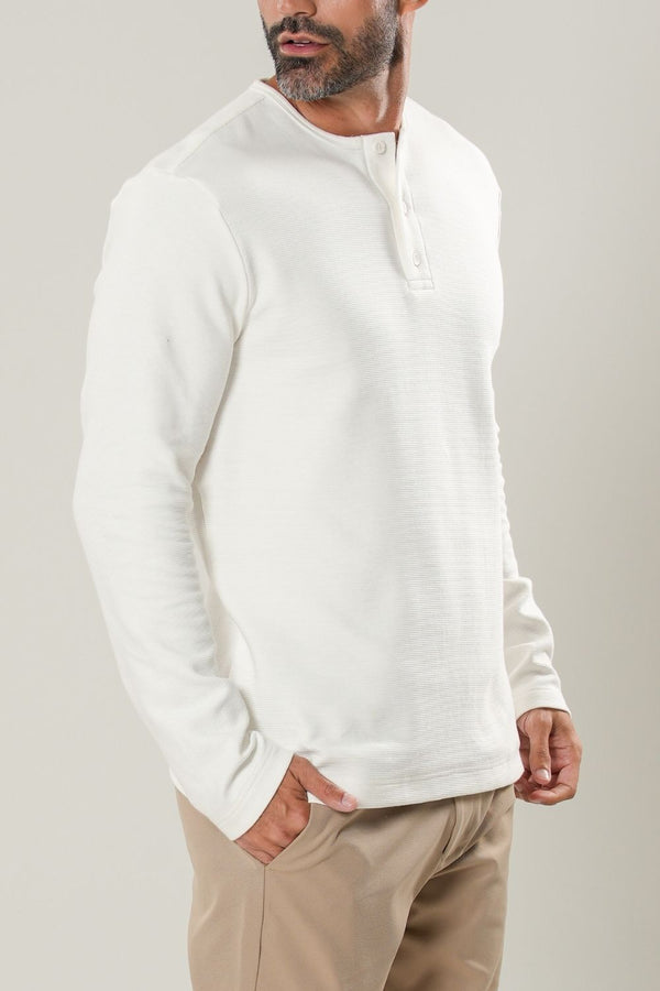 Camisa Henley Gold Manga Comprida Off White- Linha Essential