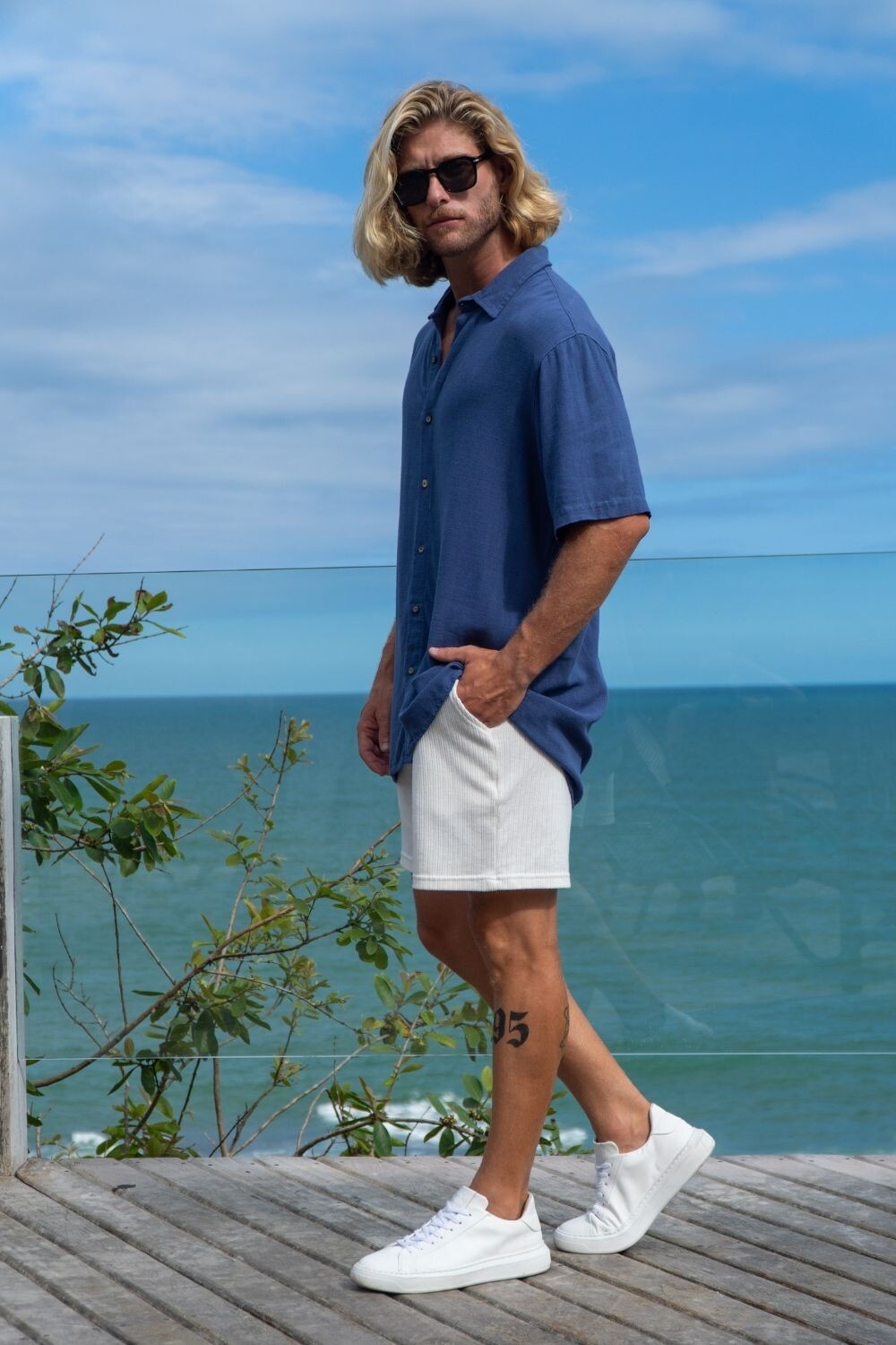 Camisa Viscolinho Oversize Manga Curta - Linha Urban - Azul Midnight
