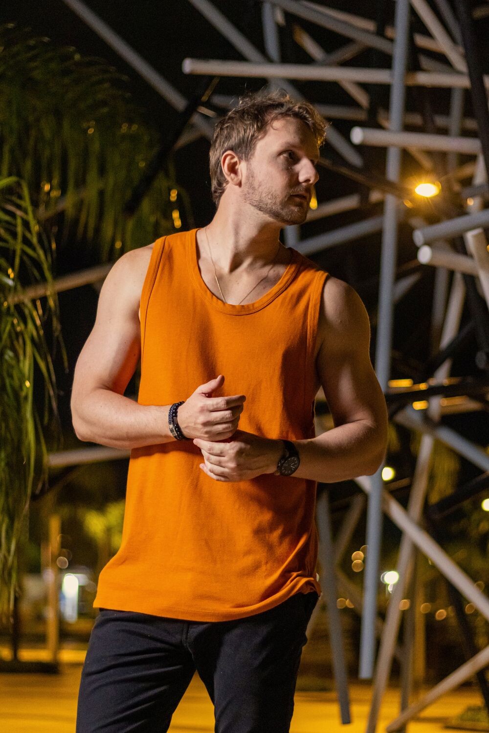 Regata Composição Tricô Sustentável Laranja - Linha Essential