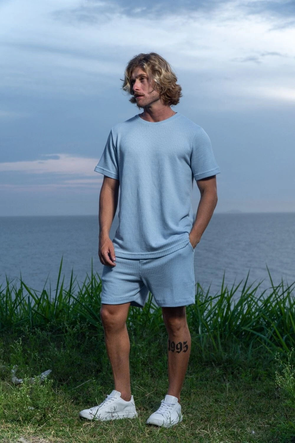 Camiseta Tricô Texturizada - Linha Urban - Azul Claro