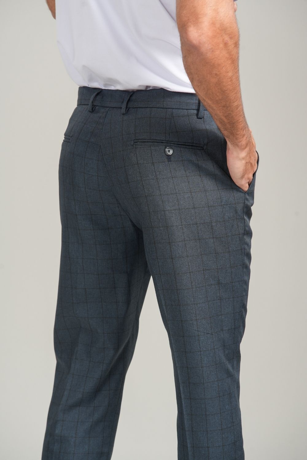 Calça Alfaitaria Brixton Xadrez Azul Escuro - Linha Essential