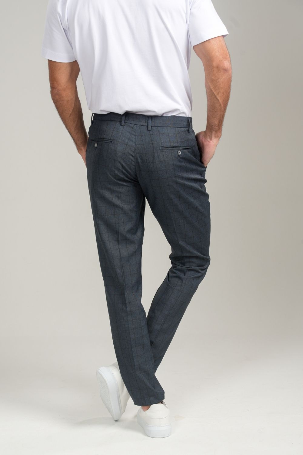 Calça Alfaitaria Brixton Xadrez Azul Escuro - Linha Essential