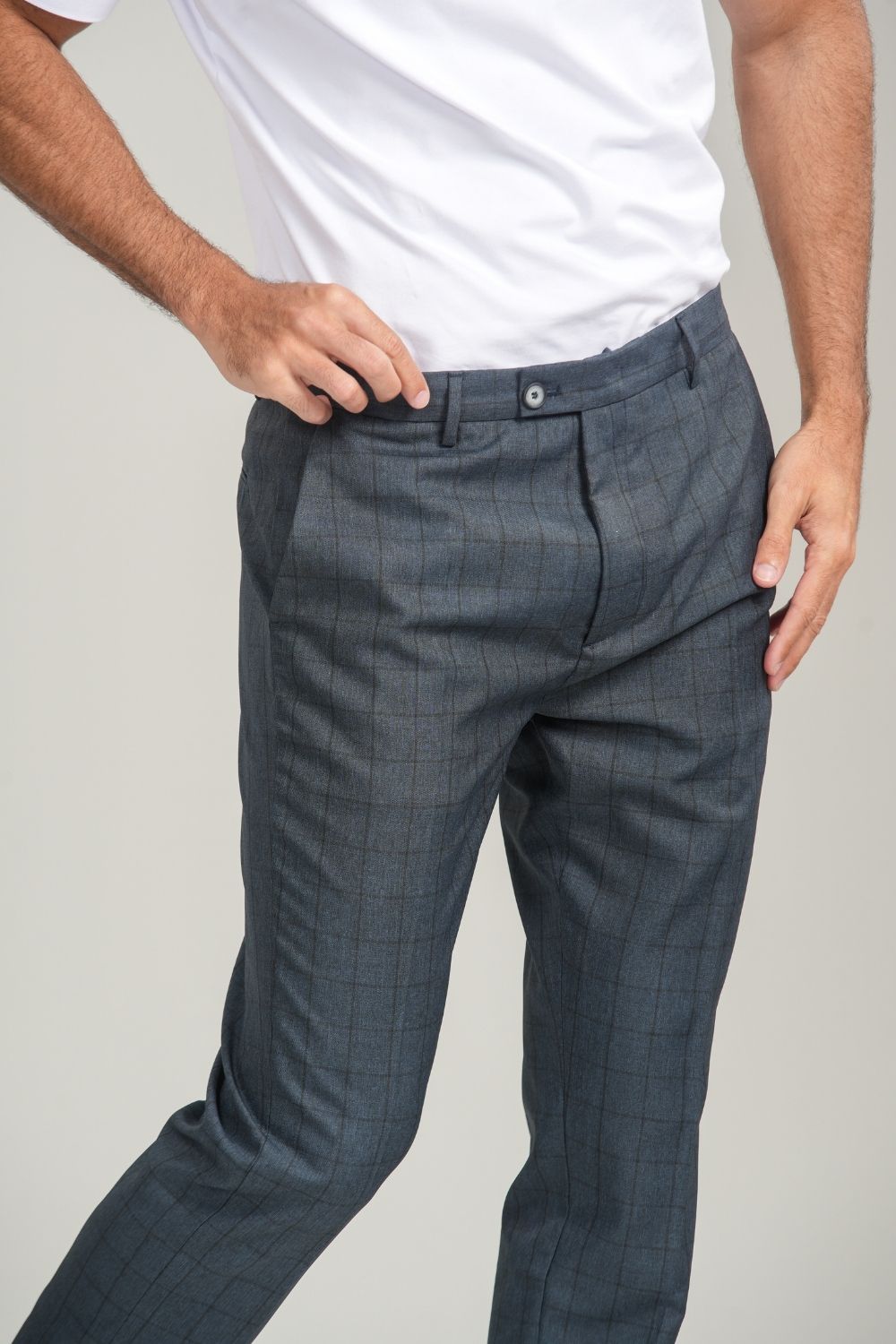 Calça Alfaitaria Brixton Xadrez Azul Escuro - Linha Essential