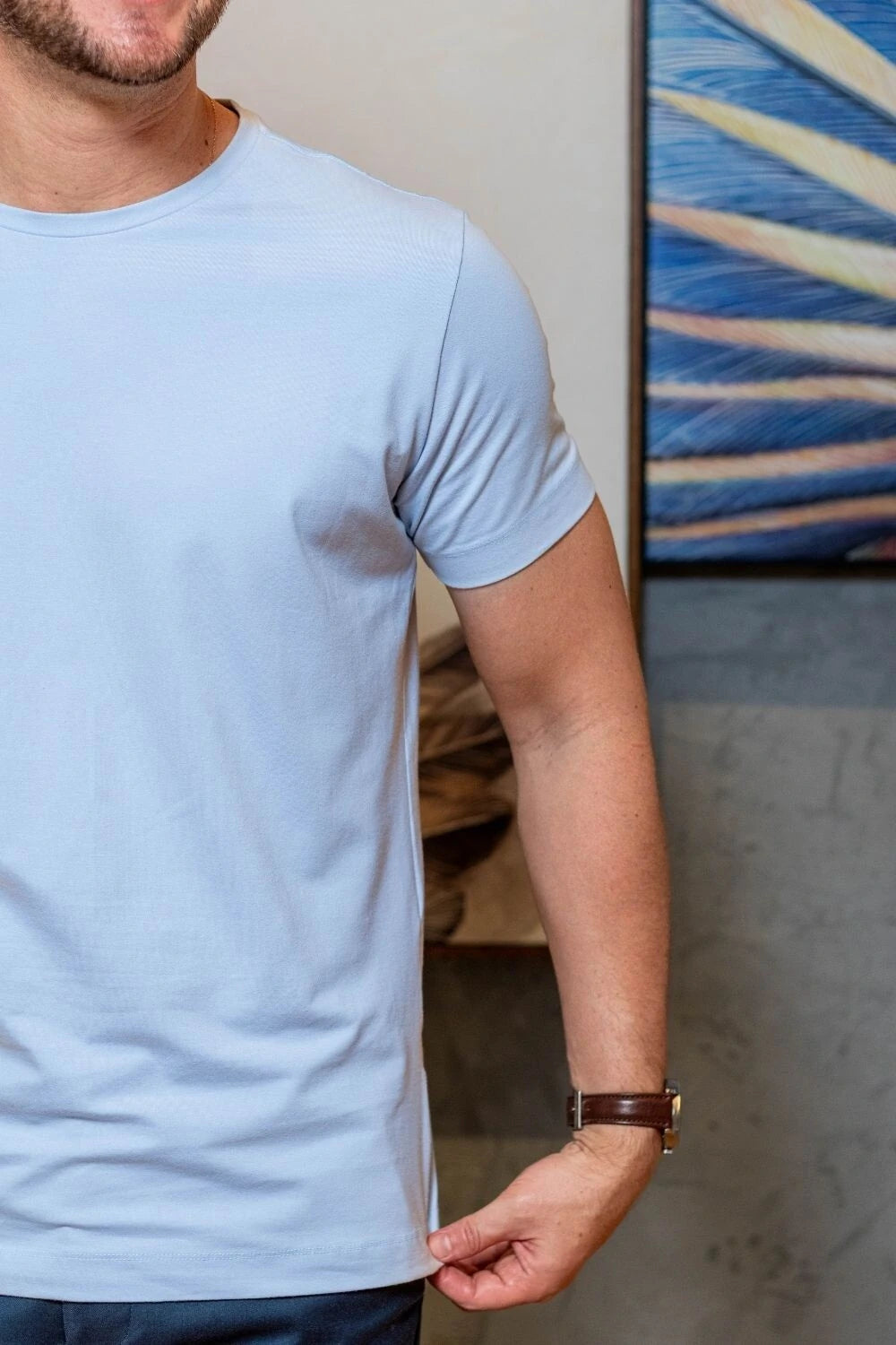 Camiseta Luxor Gold Algodão Egípcio - Linha Essential - Azul Claro