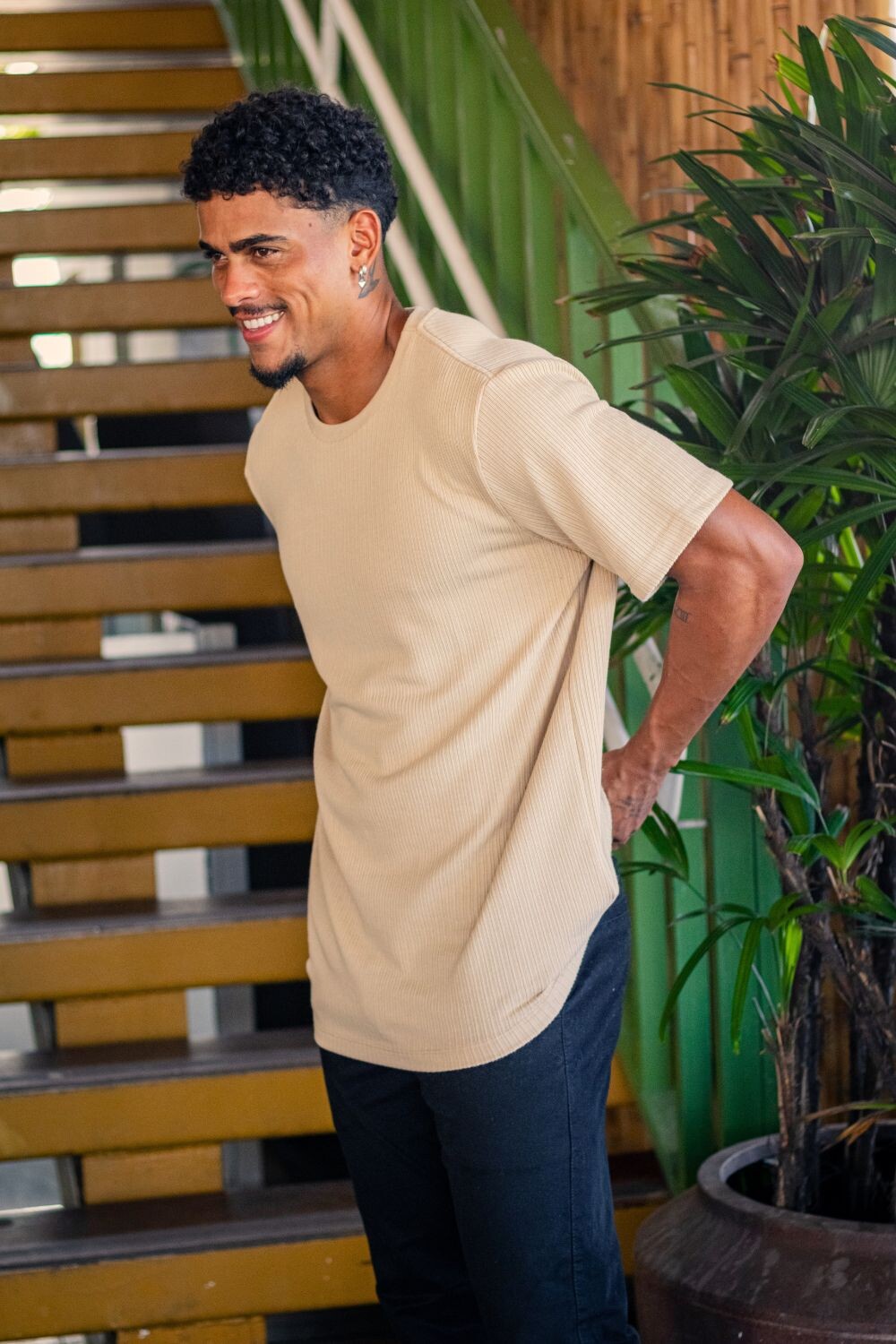 Camiseta Tricô Texturizada - Linha Urban - Areia