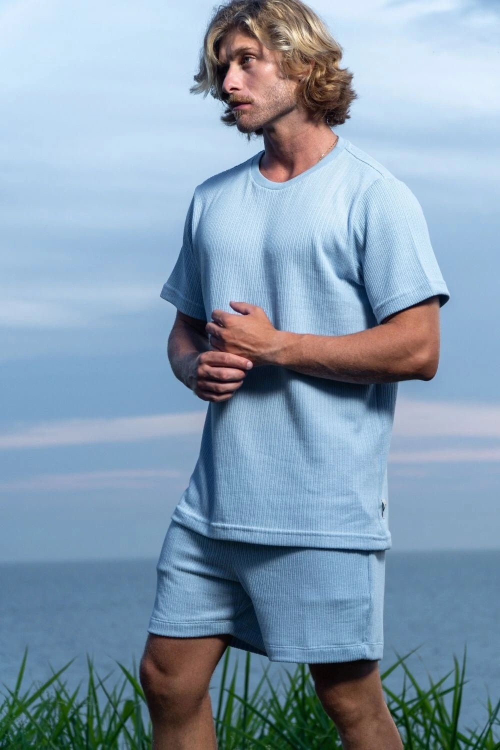 Camiseta Tricô Texturizada - Linha Urban - Azul Claro