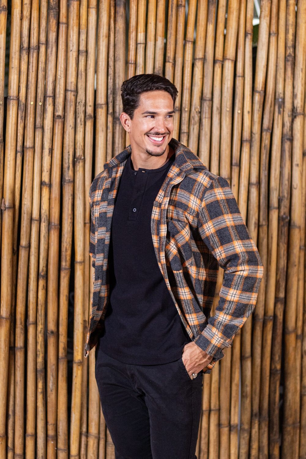 Camisa Henley Manga Comprida Preta - Linha Urban