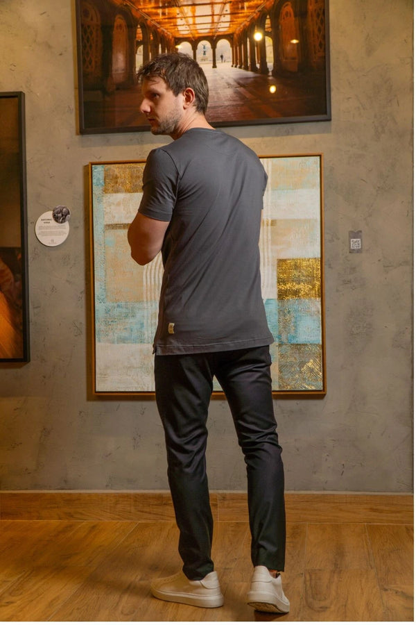 Camiseta Luxor Gold Algodão Egípcio Slim - Linha Essential - Cinza