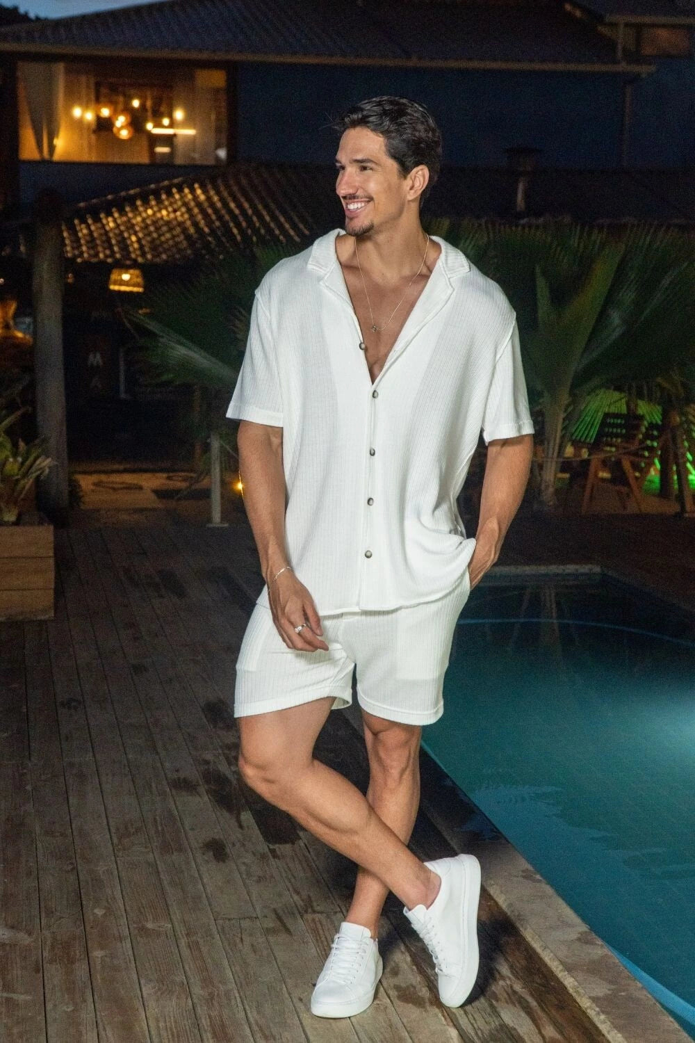 Camisa Paradizo Tricô Texturizada Gola Cubana - Linha Urban - Off White