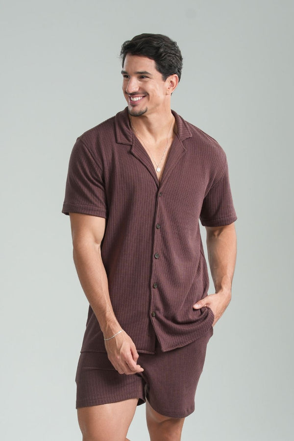 Camisa Paradizo Tricô Gola Cubana Marrom - Linha Urban