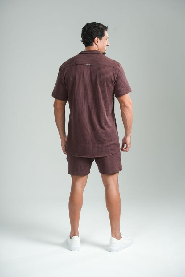 Camisa Paradizo Tricô Gola Cubana Marrom - Linha Urban