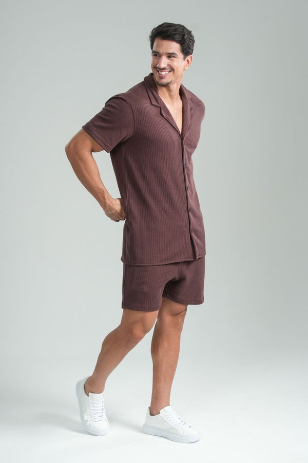 Camisa Paradizo Tricô Gola Cubana Marrom - Linha Urban